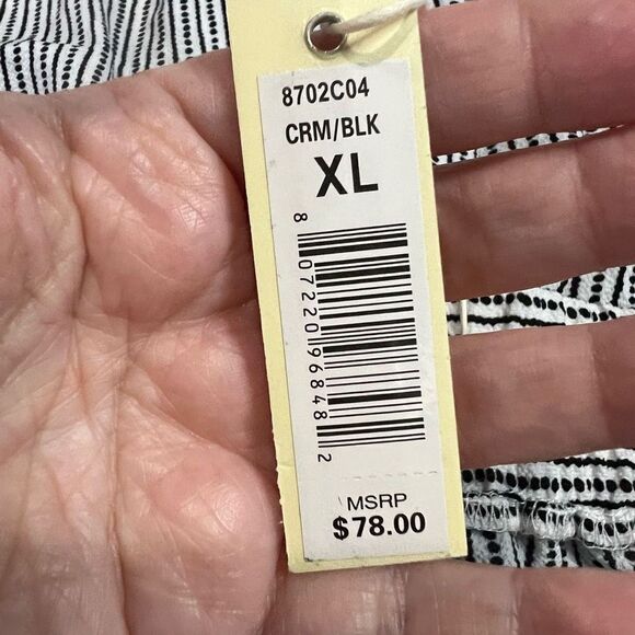 Max Studio Cream Black Stripe Crepe Cropped Wide Leg Pant Sz XL NWT - Picture 4 of 9